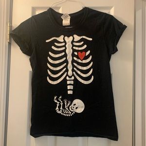 Halloween Maternity Black Skeleton Shirt Small